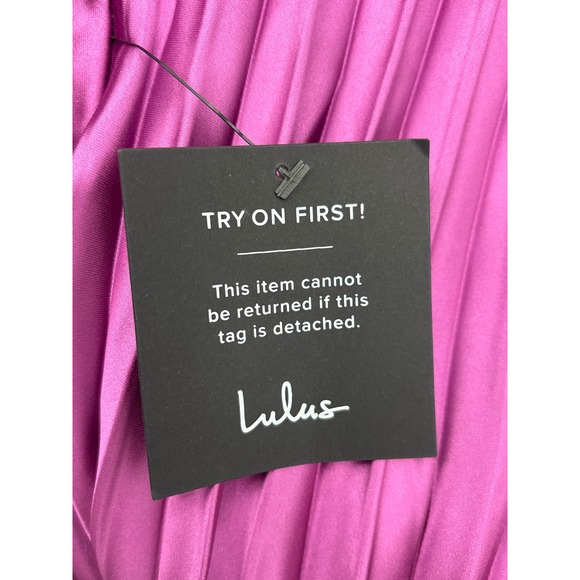 Lulus Renlee Fuchsia Pink Purple Satin Halter Pleated Mini Dress Size S - Picture 11 of 13